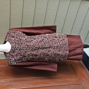 VINTAGE NICOLE STUDIO 2 PC SKIRT BLAZER SET 6 BROWN WHITE